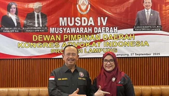 Agus Susanto dan Enita Pimpin KAI Lampung 2025–2030, Dilantik di Santika Premiere