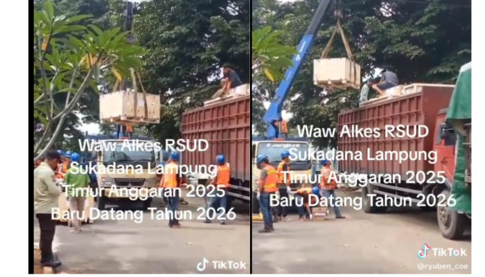 Aktivitas 2 Truk Fuso di RSUD Sukadana Viral, Diduga Angkut Alkes Anggaran 2025 Baru Terealisasi 2026?