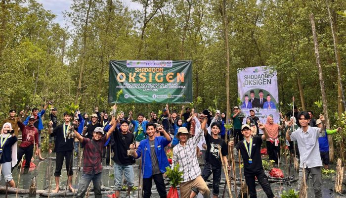 Kader PKC PMII Lampung Tanam 5.000 Mangrove Buat Shodaqoh Oksigen Gerakkan Ratusan Kader Hijaukan Desa Pematang Pasir