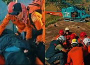 Detik-detik Helikopter BASARNAS Jemput Pendaki Malaysia di Pelawangan Sembalun, Korban Diterbangkan ke Sanur